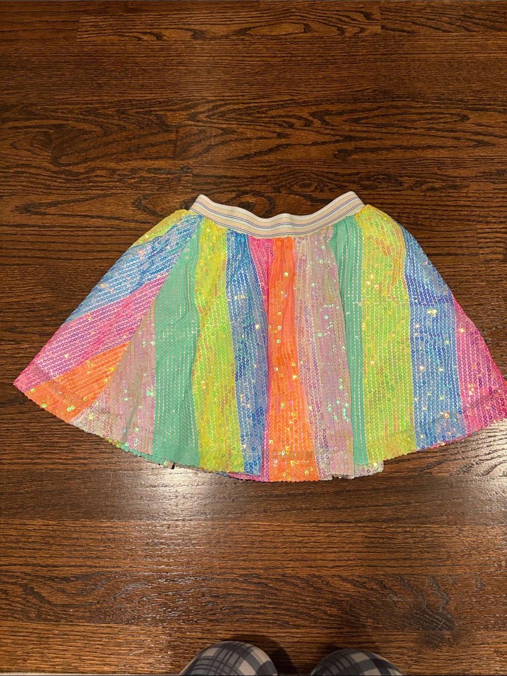 Girls' Rainbow Sequin Skirt with Elastic Waistband
